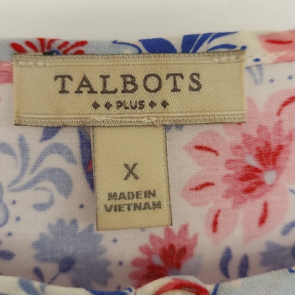Talbots Woman's Blue Pink White Long Sleeve Soft Rayon Tunic Top Size X - Picture 7 of 9